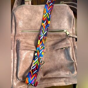 Pink Faux Leather Backpack